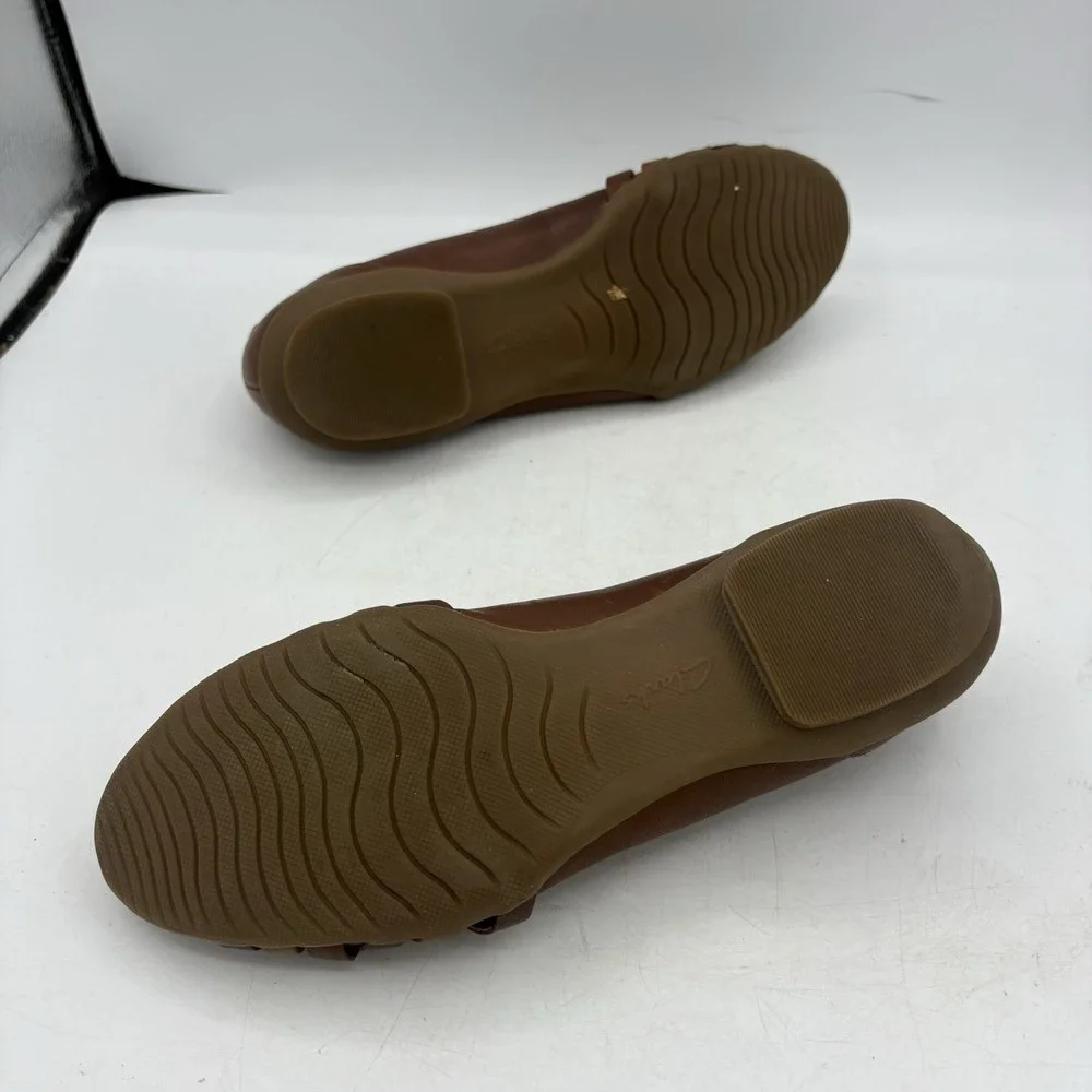 Clarks Shoes Womens Size 7 M Sara Clover Ballet Flats Brown Mahogany Stripes